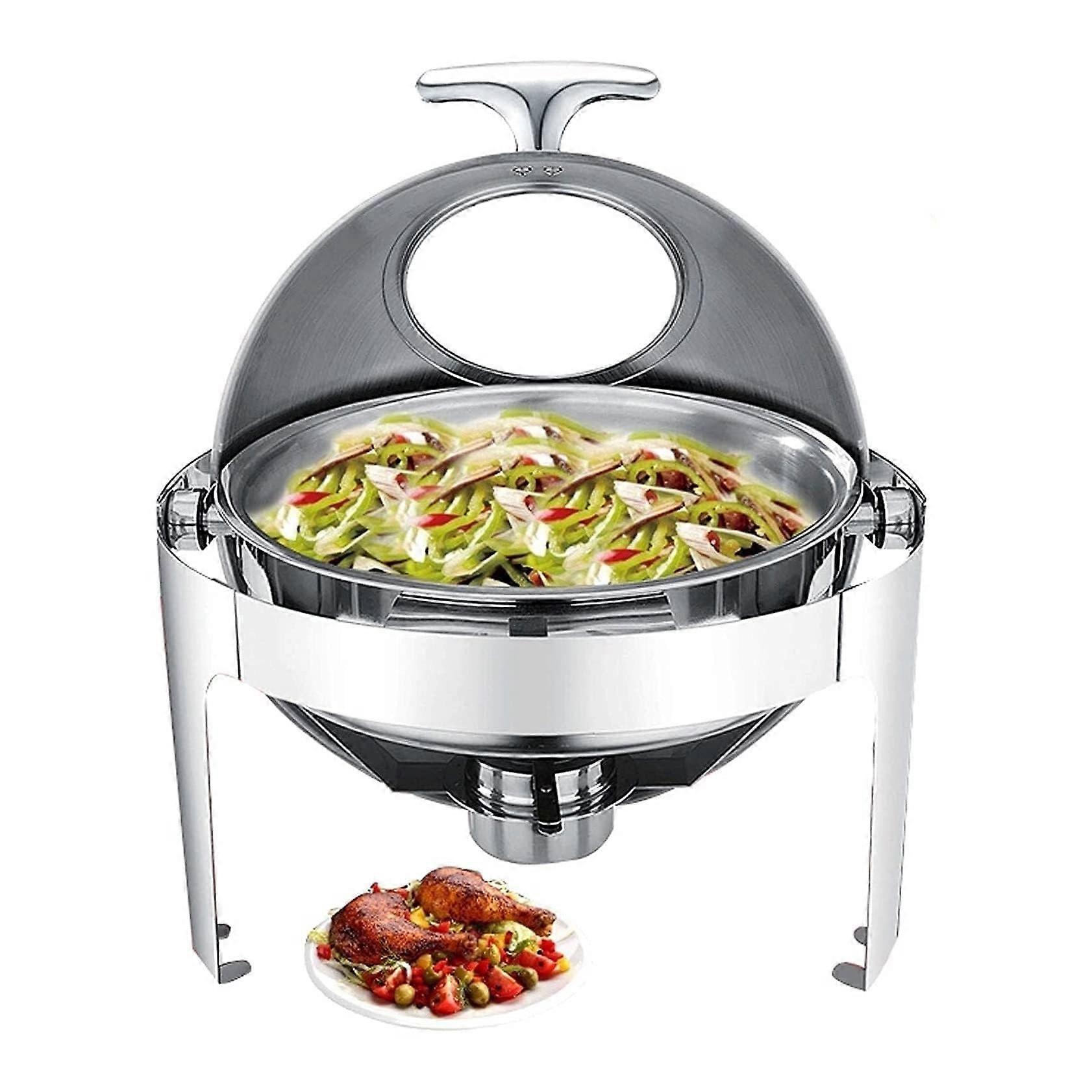 6liter stainless steel buffet warmer, chafing dish set with reinforced handle and 180° flip lid for catering, A50 * 53 * 45 cm