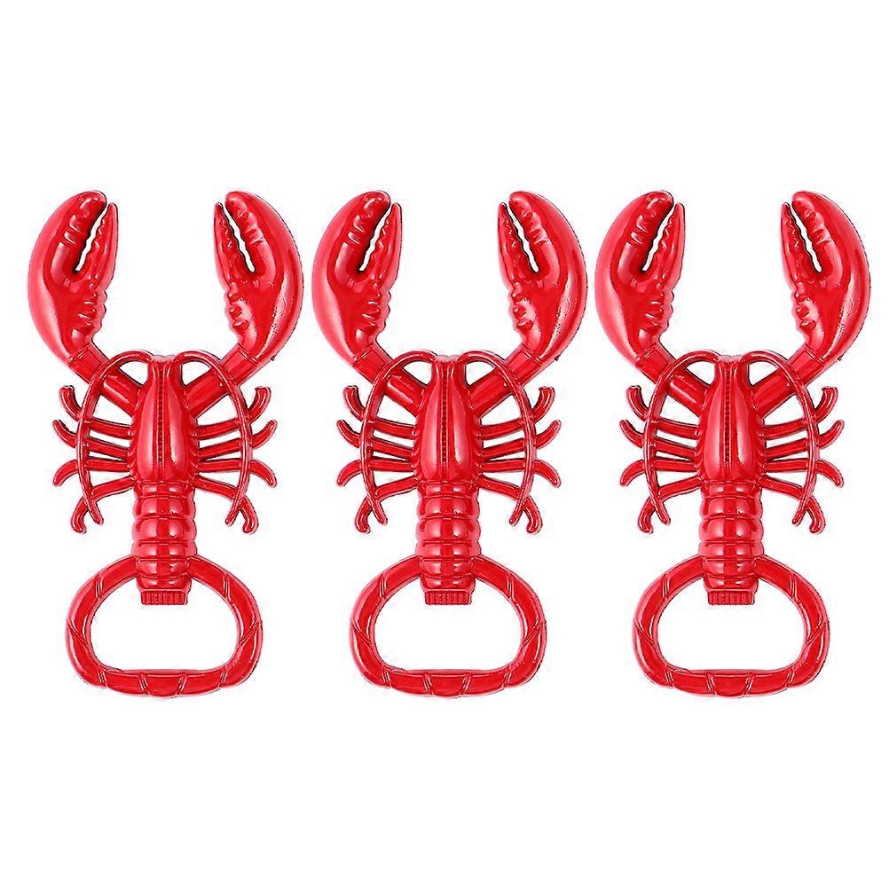 Multipurpose Metal Bottle Opener Crayfish Design Red Color For Parties And Hotels 3Pcs