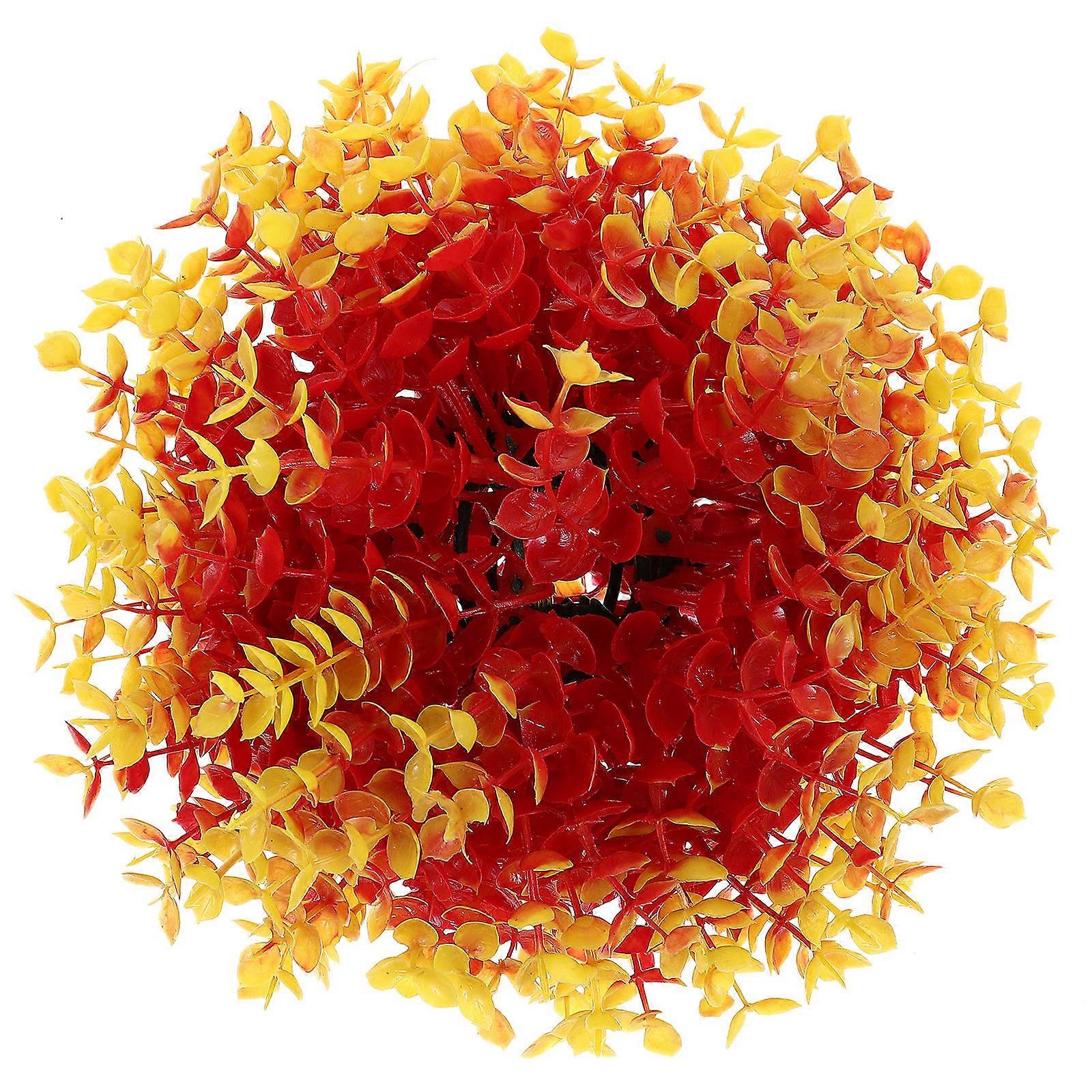 Lifelike Artificial Grass Plants Topiary Ball Orange 18cm Diameter Home Garden Decor Rustic Style 1Set