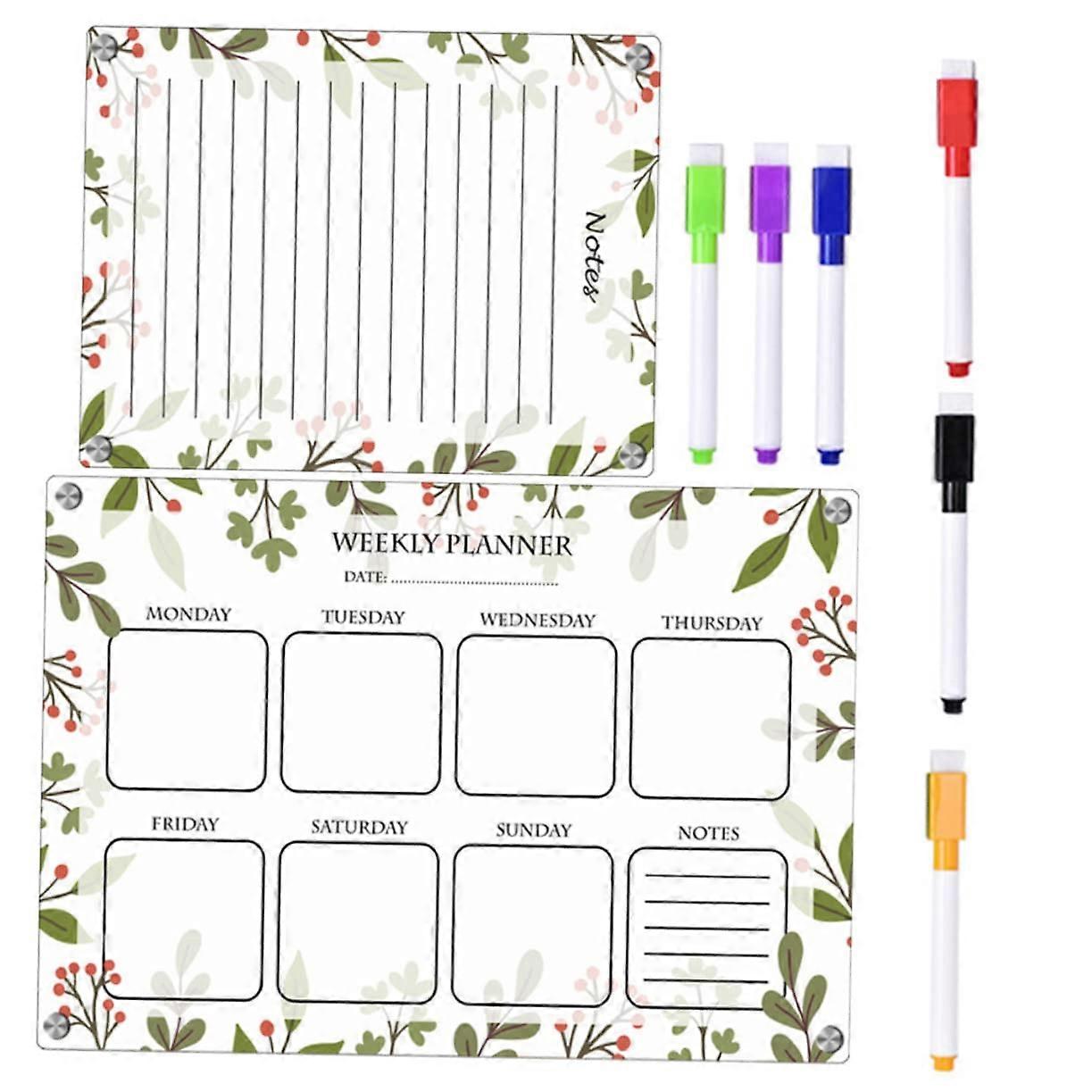 Magnetic Whiteboard 1-Set Weekly Planner With Acrylic Wipe-Clean Surface Magnetic Planning Discs Erasable Board
