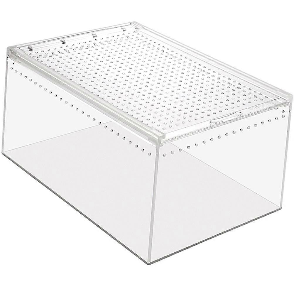 Reptile Feeding Box Creative Feed Bin Small Box Reptiles Enclosure Snail Use Transparent 25x15x15cm Ventilation System 1Set