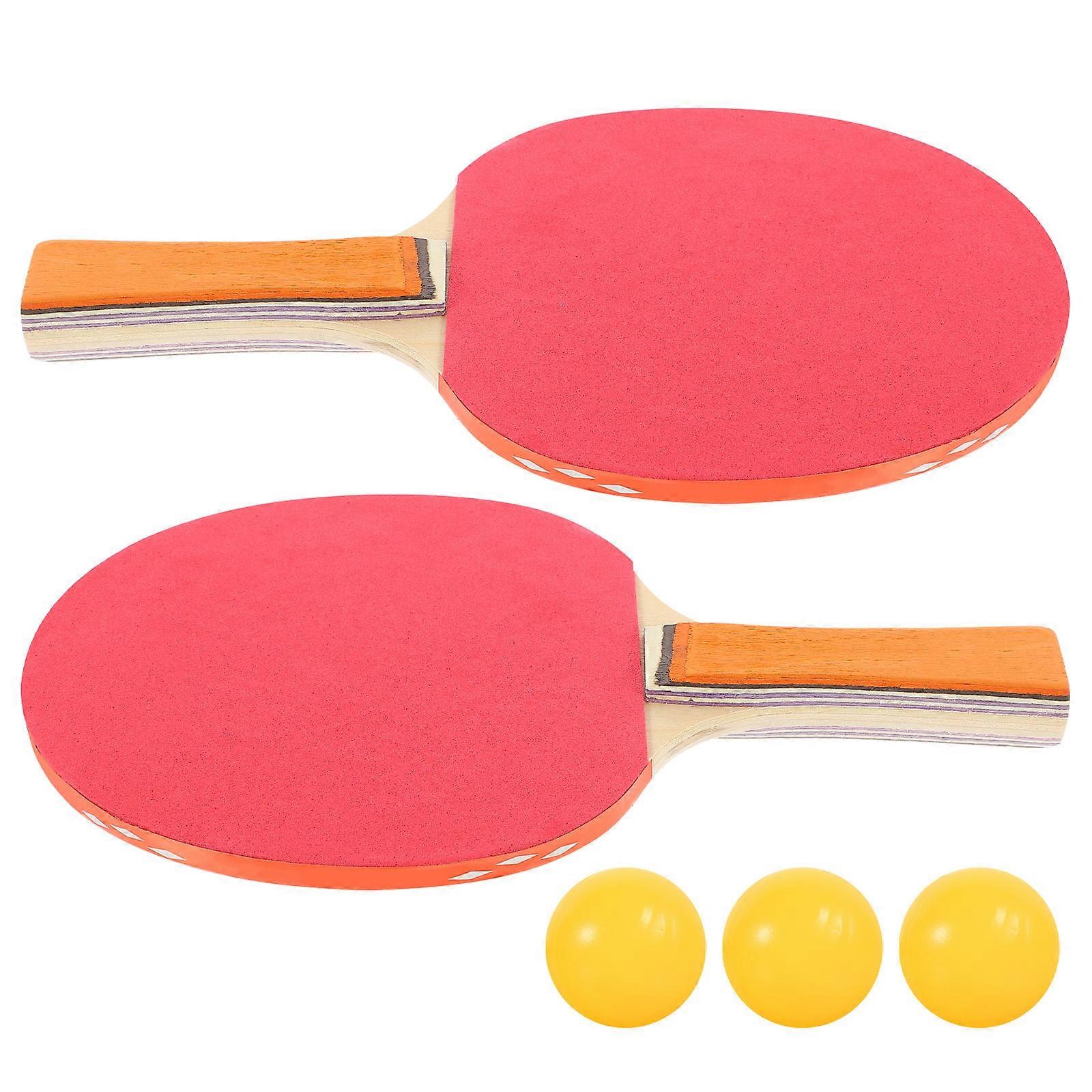 Sports Table Tennis Bats Beginner Training Durable Round Shape Poplar Material Conical Handle 3 Balls