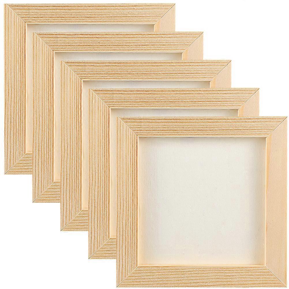 Clay Picture Frame Wooden Photo Frames Diy For Children Square Shape Khaki 5Pcs