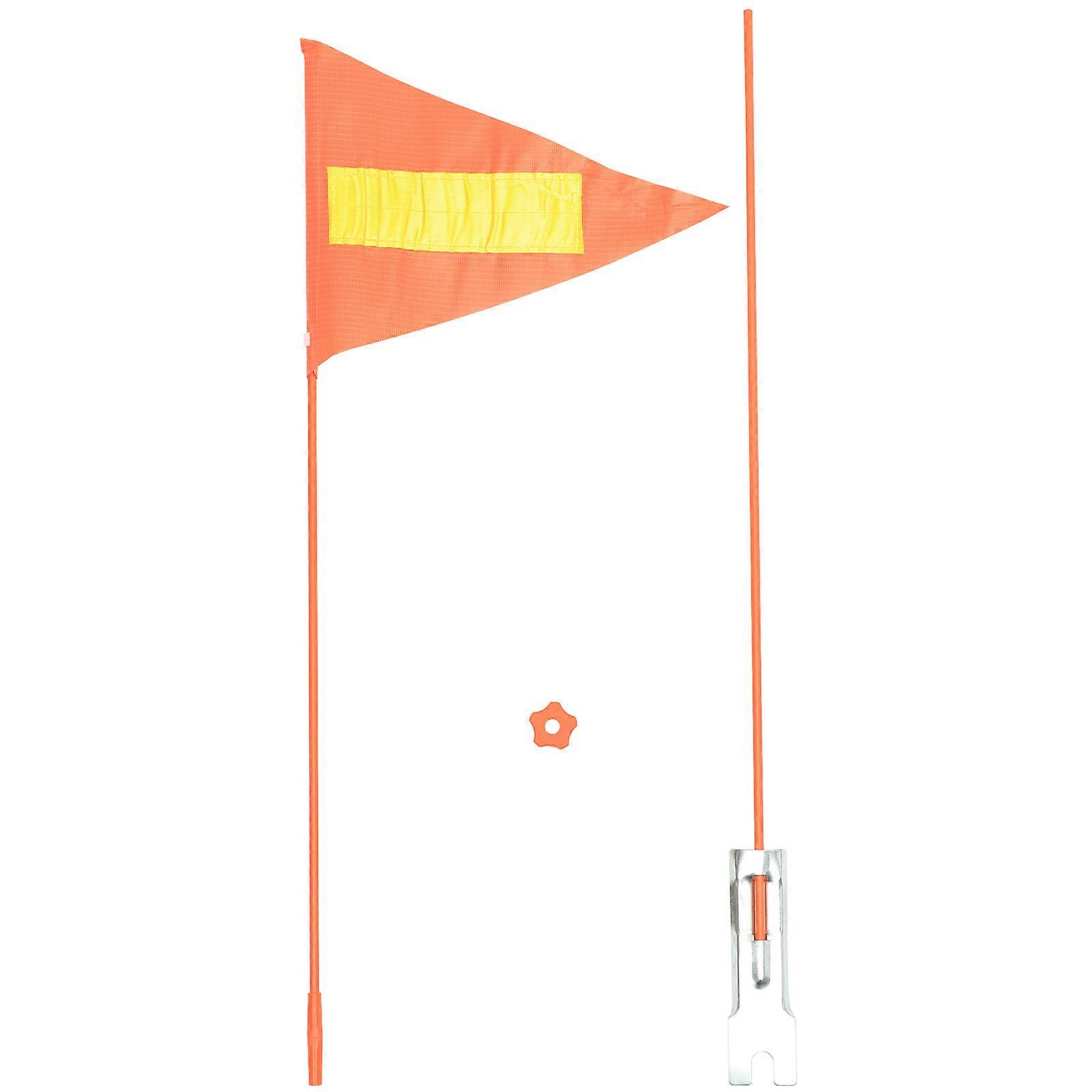 Outdoor Safety Warning Flag Set For Bicycles Cycling Triangular Shape High Visibility 63cm Pole 1Set