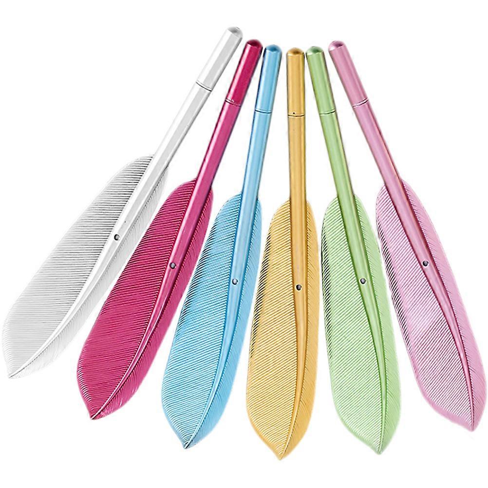 Stylo gel de couleurs mélangées, stylo plume, stylo d'écriture, utilisation au bureau, recharges bleues remplaçables, lot de 6