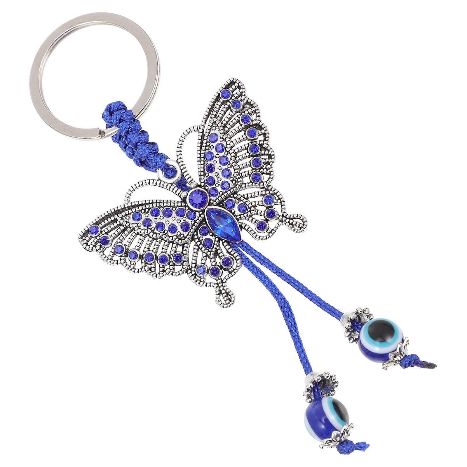 Butterflies Key Chain in Assorted Colors Made of Zinc Alloy and Glass for Decorating