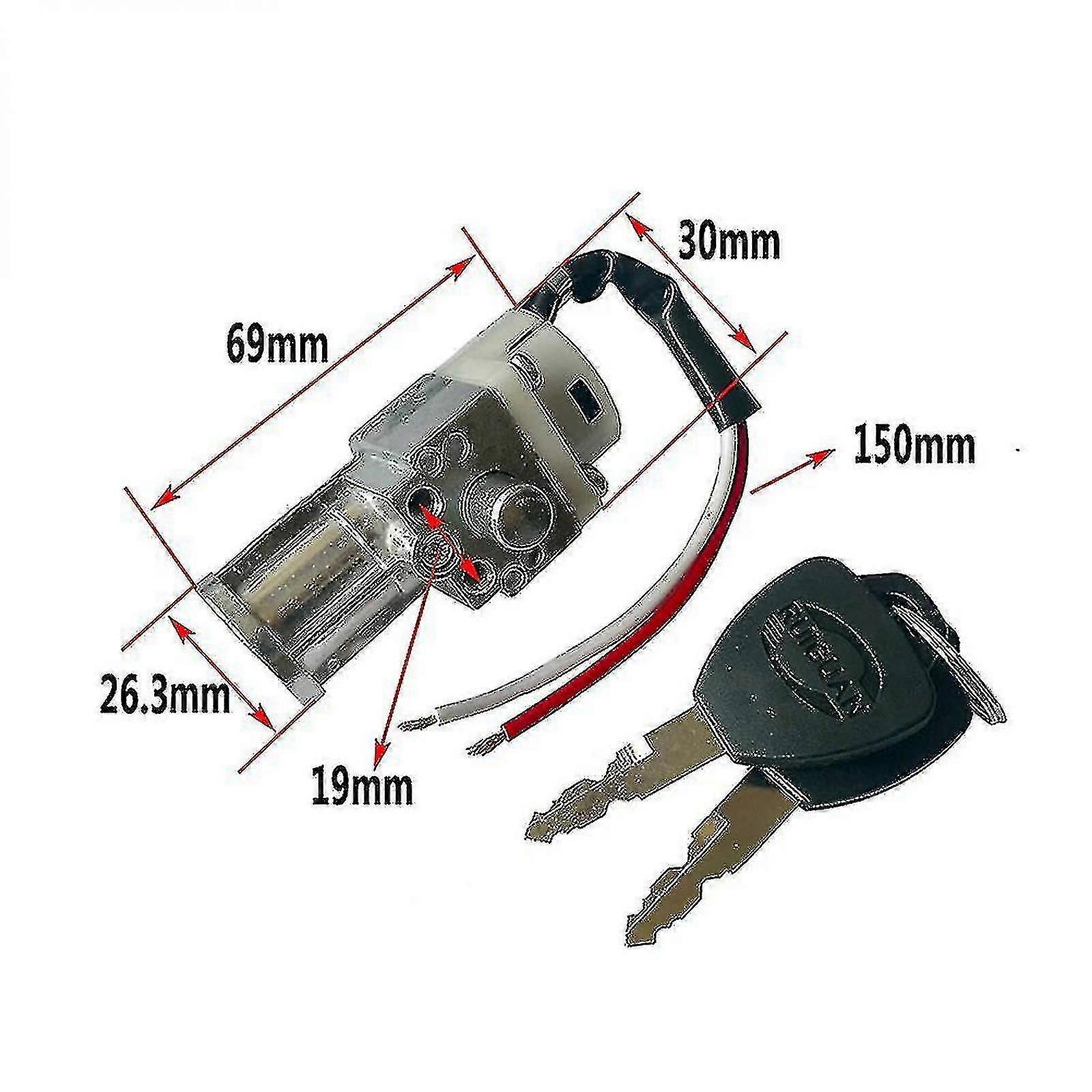 Universal Battery Chager Mini Lock With 2 Keys Compatible With Motorcycle Electric Bike Zy