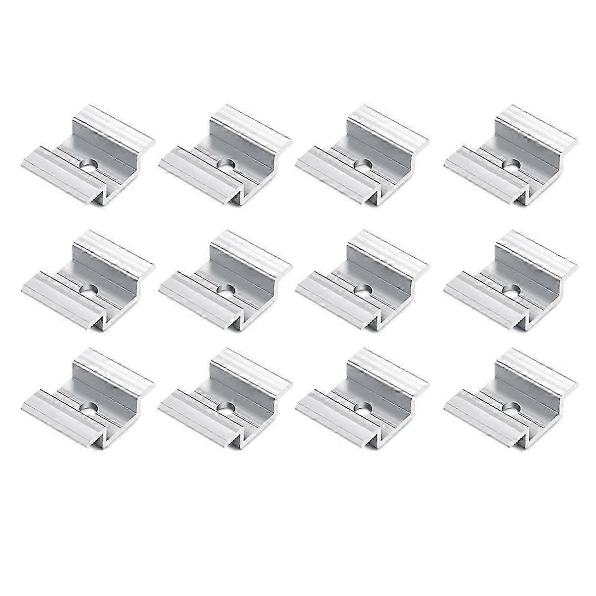 12-Pack Aluminium Alloy Centre Clamp for PV Solar Panels - Durable Mounting Solution for Secure Installation