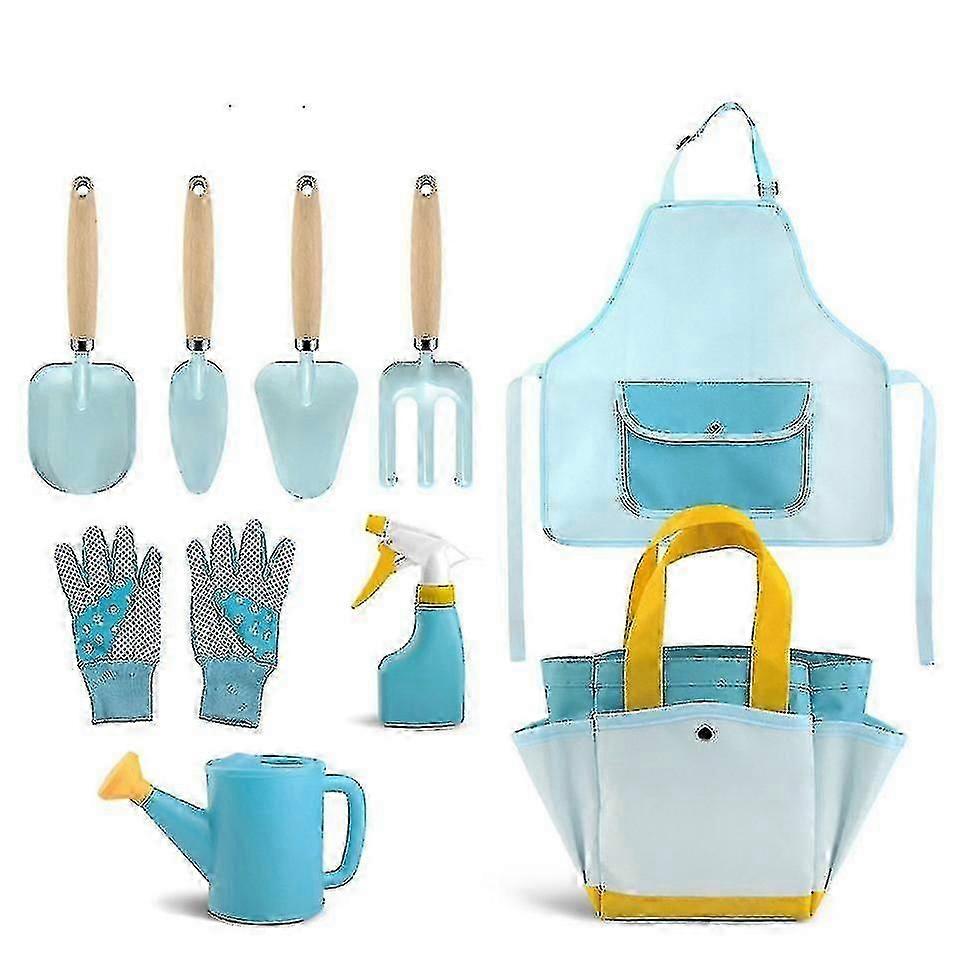 9pcsキッズガーデニングツール子供用屋外植栽おもちゃキット収納バッグ付き
