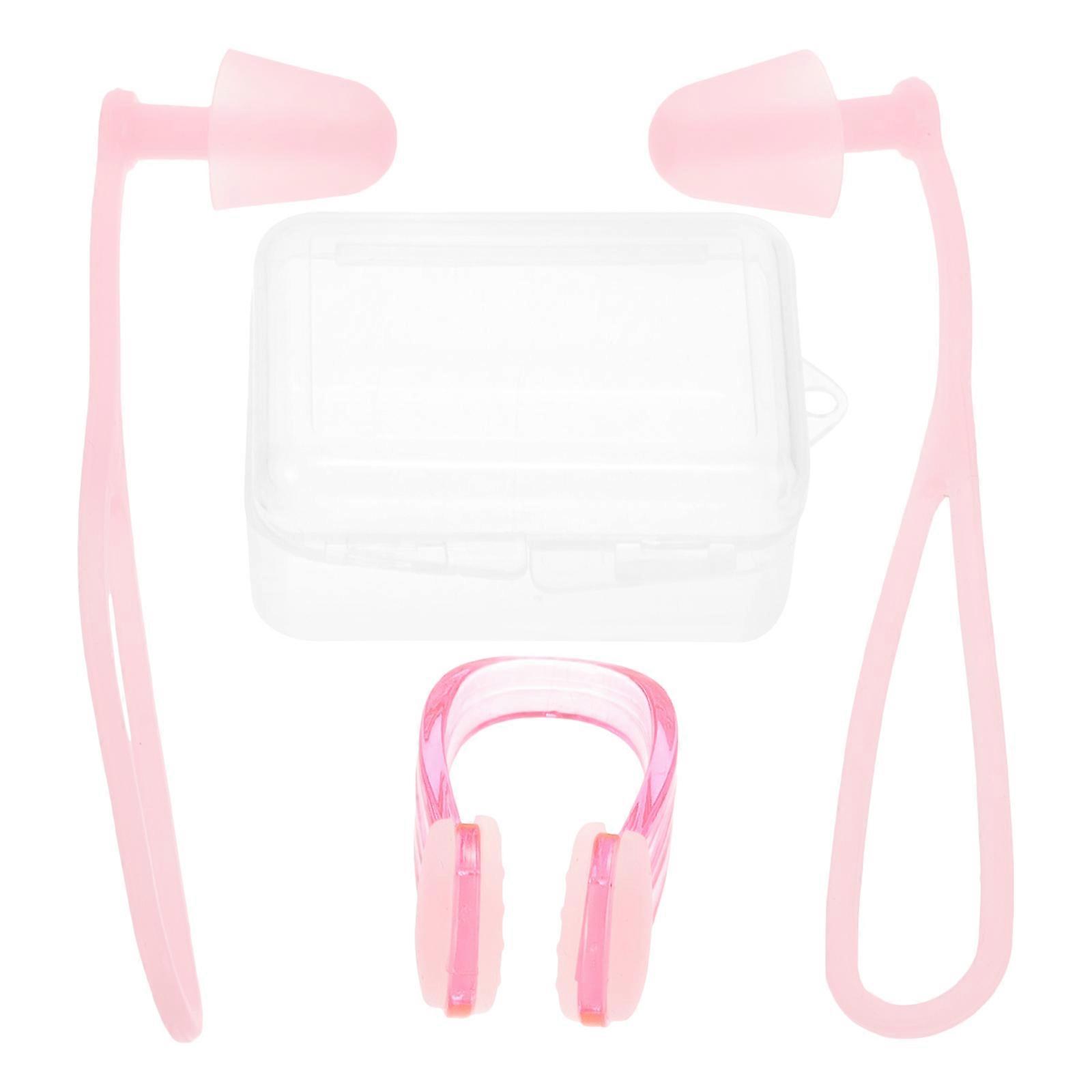 Durable Pink Swimming Nose Clip and Ear Plugs Set for Water Activities Made of Silicone and Plastic