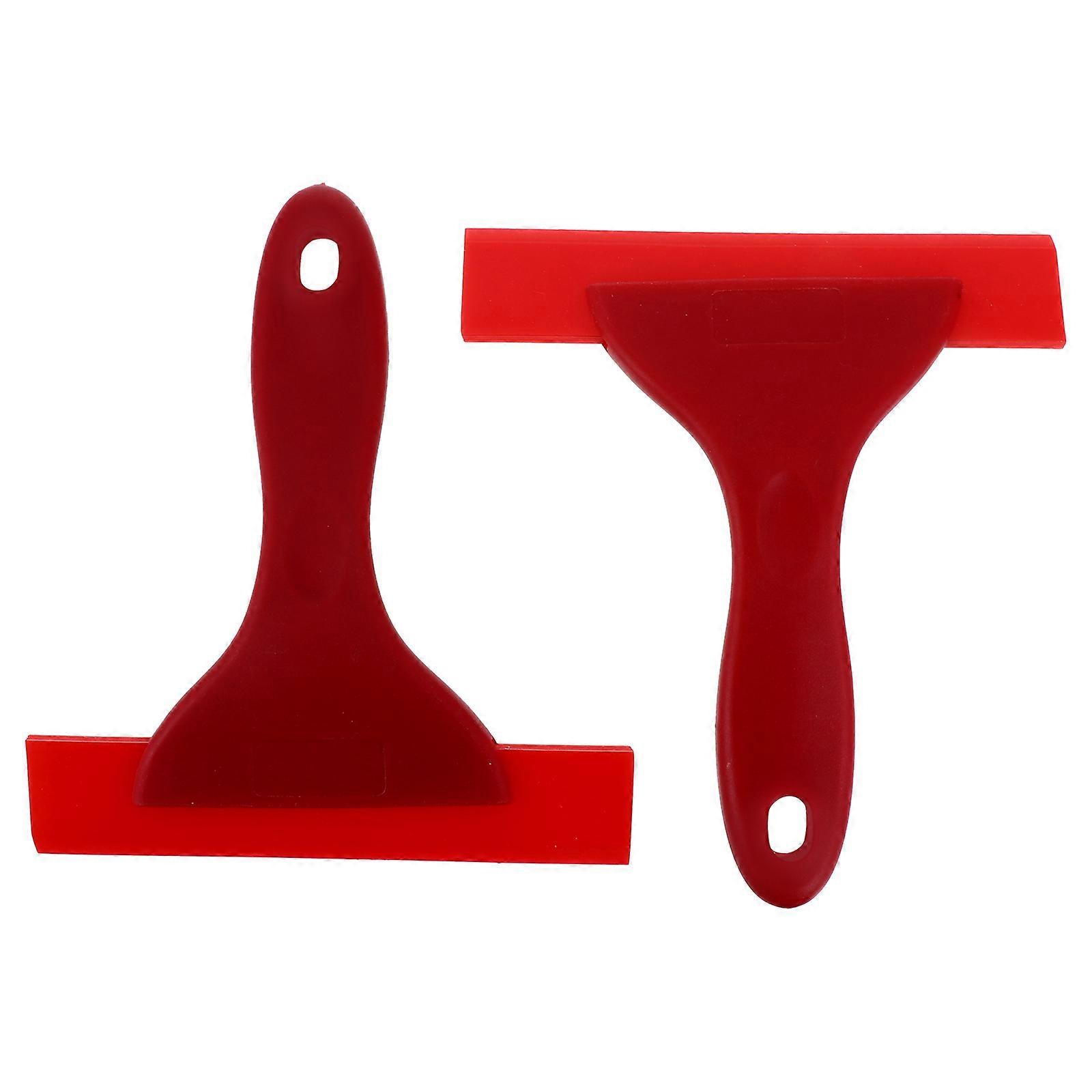 Red Squeegee Tool with Ergonomic Handle for Window Cleaning 2 Pcs Flexible Car Film Cleaner
