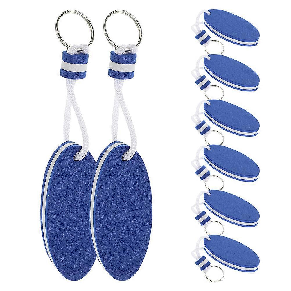 Blue Floating Keychain with EVA Material for Kayak Fishing and Outdoor Use 8 Pieces Oval Shape