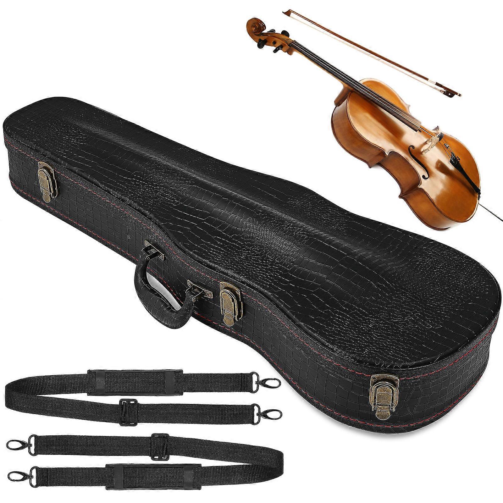 Portable Violin Case with Hard Shell Made of Artificial and Wood for Storage Black 4/4 Size