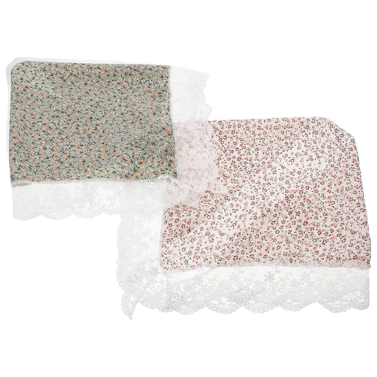 Floral Head Scarf Triangle Head Kerchief Adjustable Size Breathable 2Set Photography Masquerade Parties