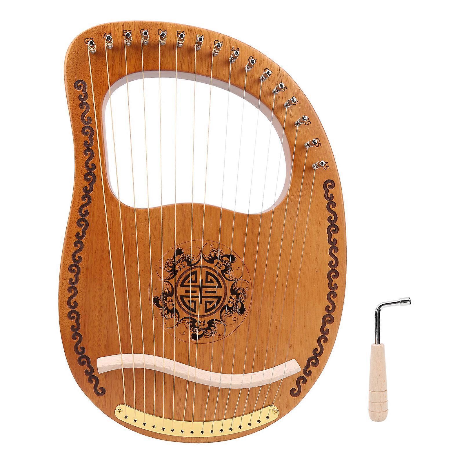 Harp 16 String Portable Small Mahogany Okoman Wood Beginner Musical Instrument HP‑16