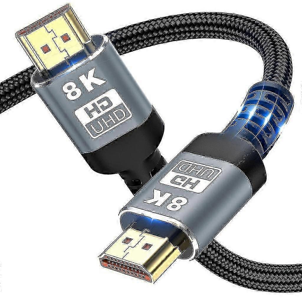 Cabo compatível com HDMI 8k 2.1 48gbps Cabo trançado de alta velocidade 4k@120hz 8k@60hz