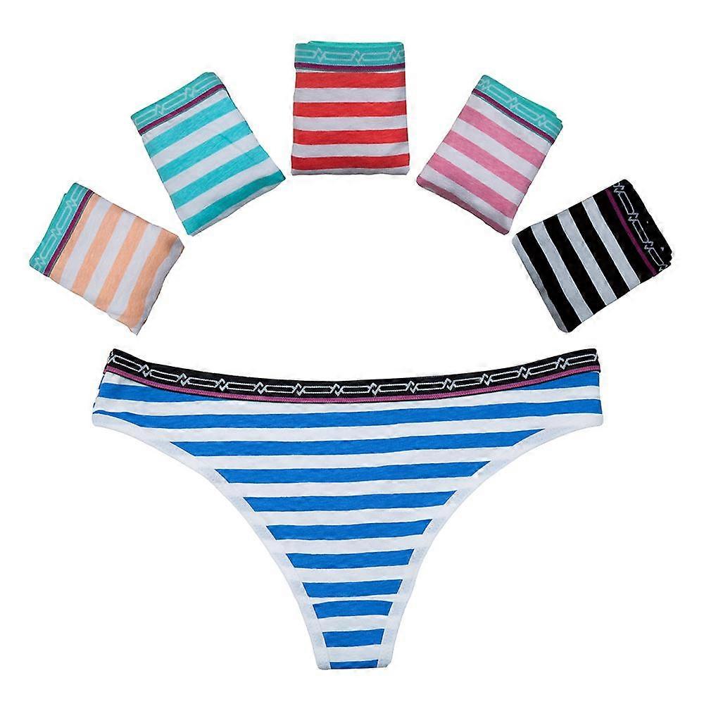 Muoti Naiset G-String puuvilla mukavat stringit pikkuhousut seksikäs raidallinen matalavyötäröinen alushousut setti 6 kpl / erä