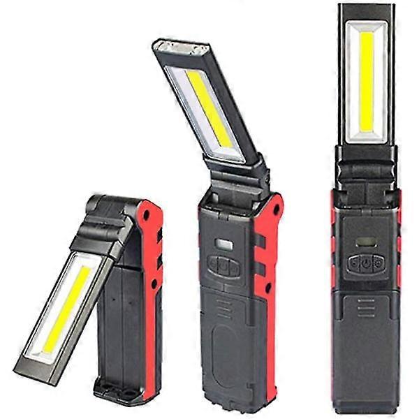 Rechargeable USB Work Light, Cob Flashlight Torch, Led Inspection Lamp with Magnetic Base (1 pc)