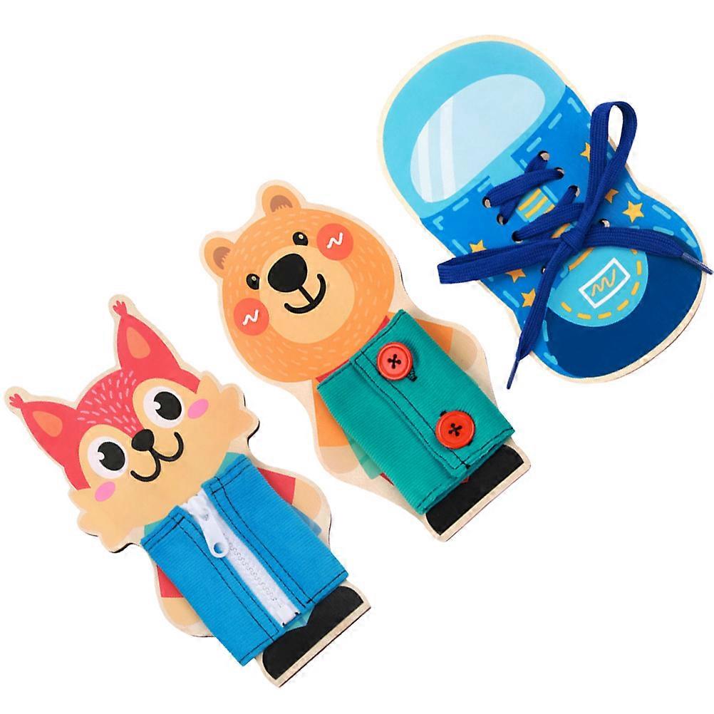 Tie Shoes Toy Set of Learn to Tie Wooden Educational Board Assorted Color 23.50X12.00X0.50CM Teaching Tying Skills 1Set