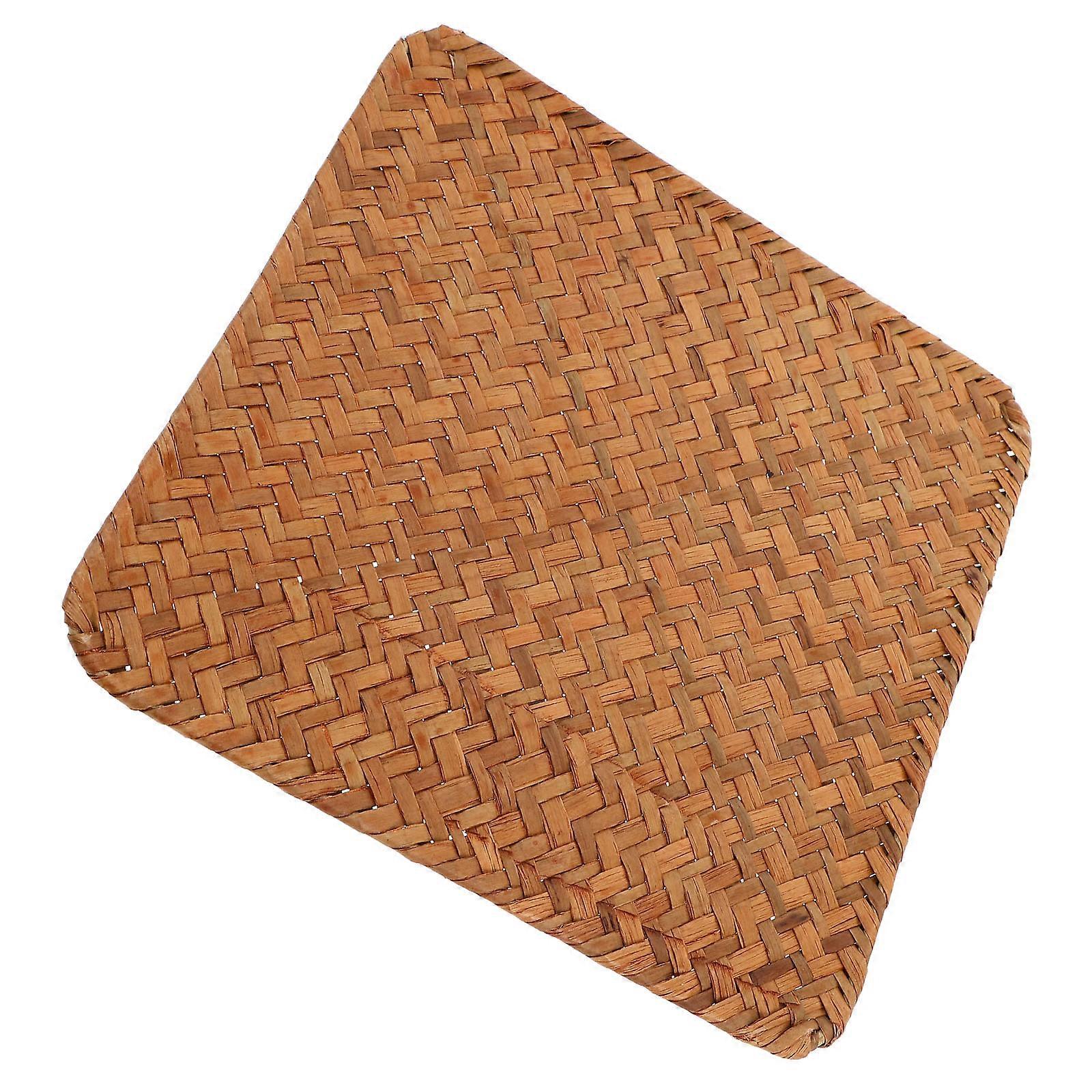 Retro Seagrass Placemat for Kitchen Orange Vintage Home Style Non-Slip Heat Insulation 20x20 cm