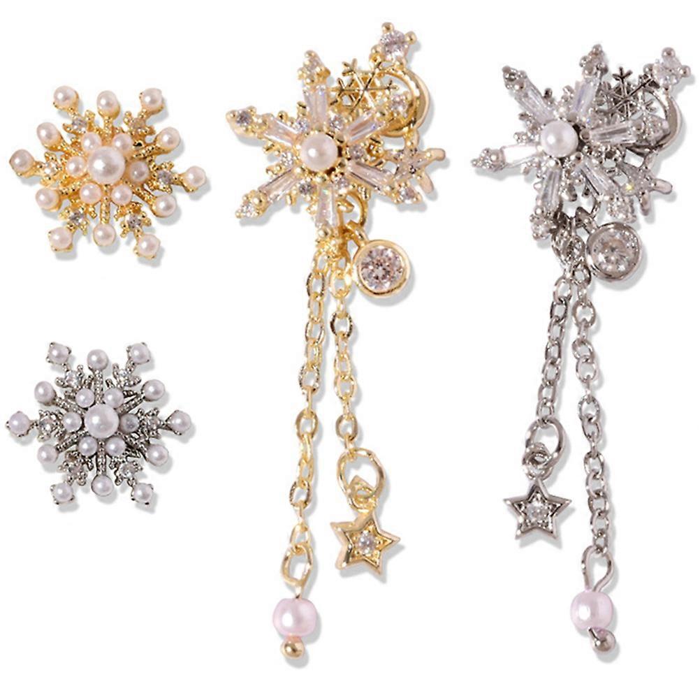 Assorted Color Snowflake Nail Charms for Nail Art Decoration Perfect for Parties and DIY Nail Designs 4pcs