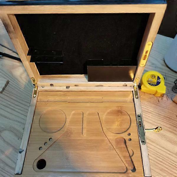 Bamboo storage box with removable tray Removable divider Wooden storage box with lock