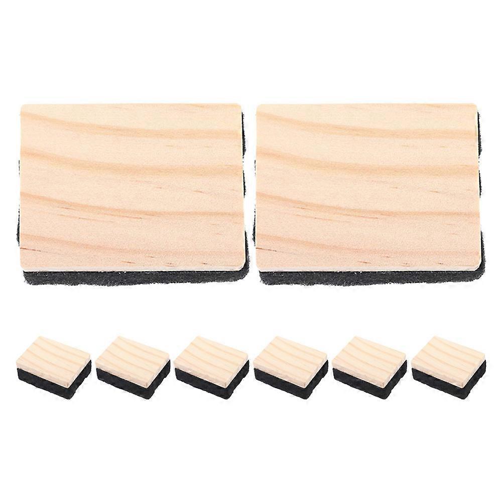 Wood Chalk Eraser For Chalkboard Multi Functional Use School Supplies 8Pcs Rectangular Felt Campus Style Lightweight Portable Tool