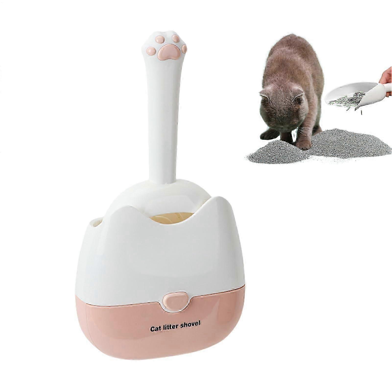 Wall-Mounted Kitten Litter Scoop with Holder  Thin & Lightweight (Pink)