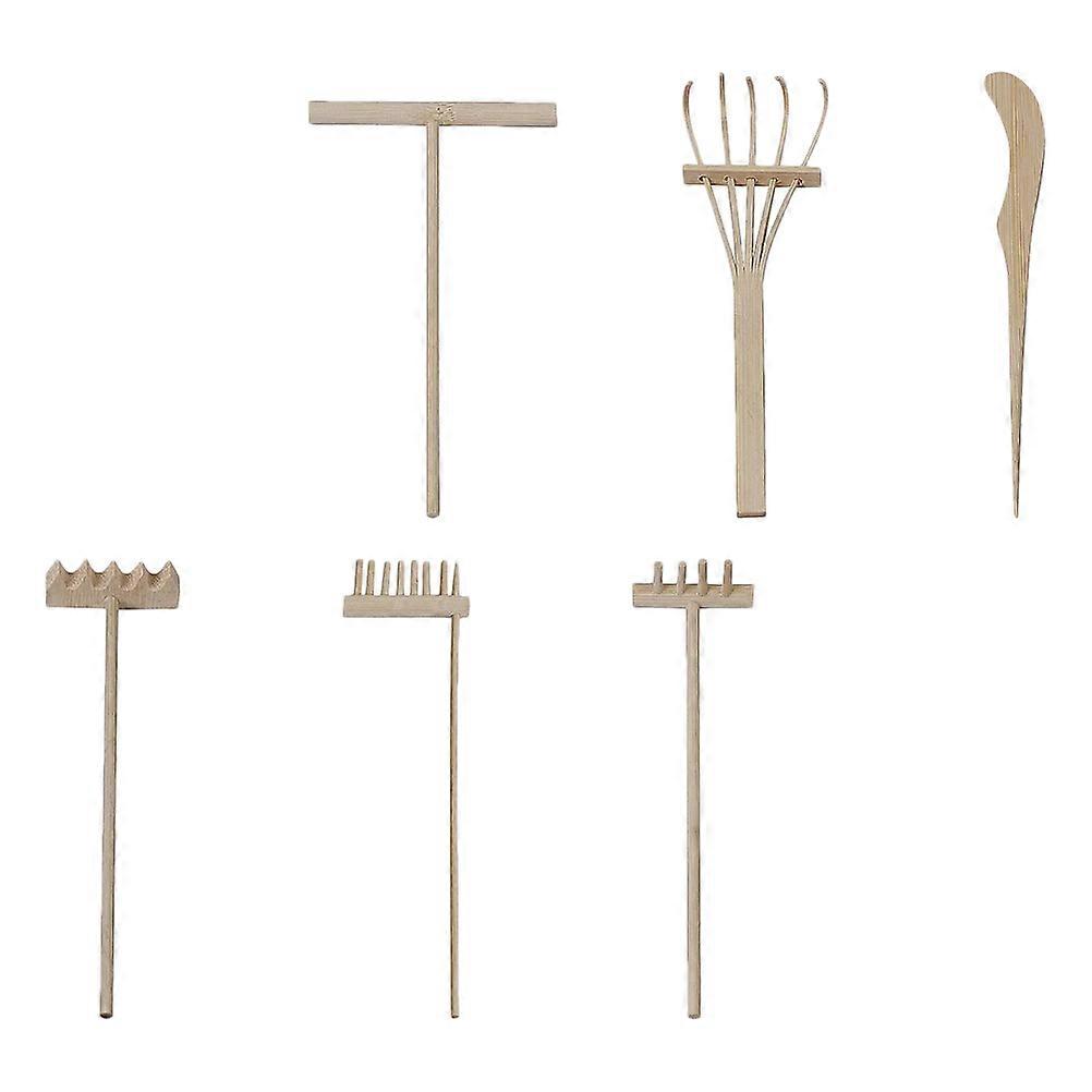 Hand Rakes Creative Crafts Dry Landscape Tools Bamboo Material Rustic 1 Set