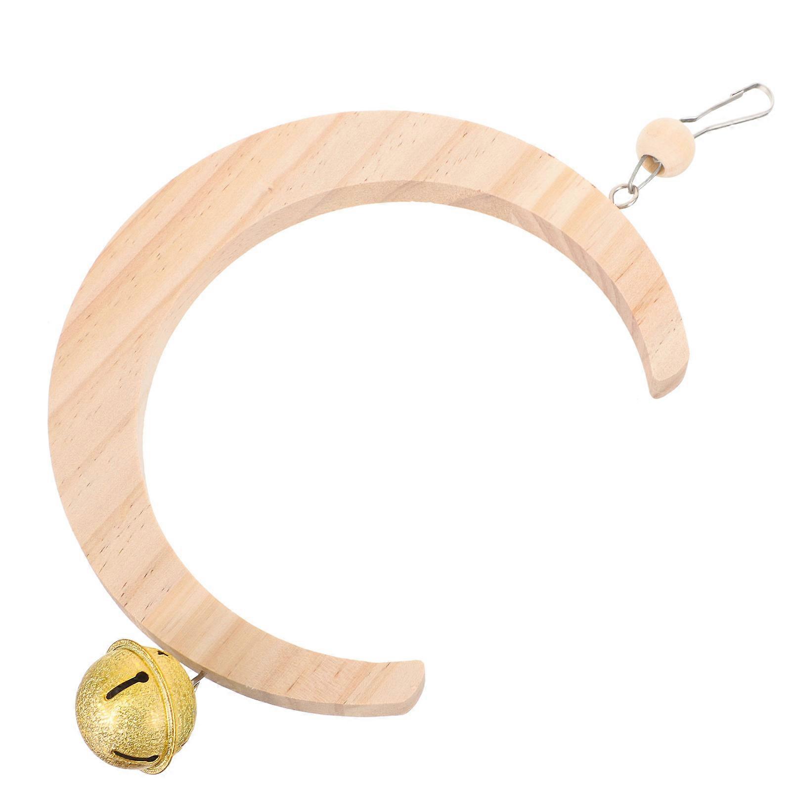 Wooden Parrot Swing Toy for Pet Use Light Yellow Ideal for Cage Play and Chew 6.5 x 4.5 Inches