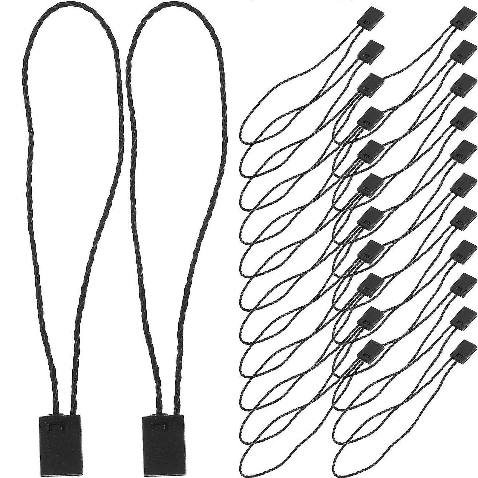 1 Pack of Universal Tag Strings Clothing Tag Rope Plastic Square Fastener for Home Shop (Black)