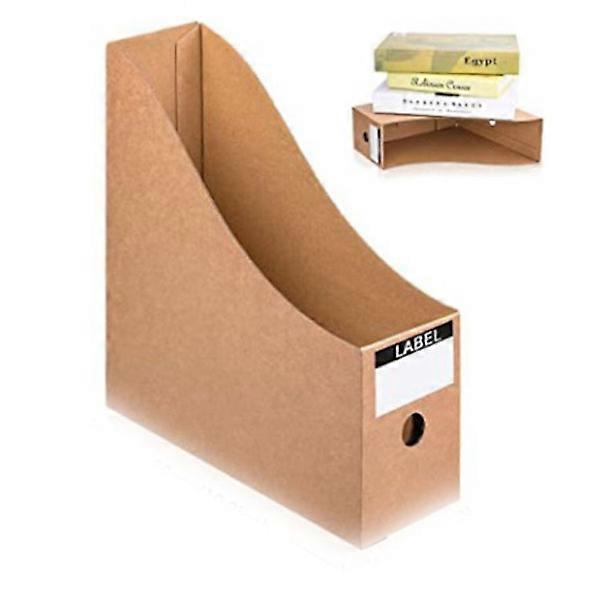 1-Pack Kraft Cardboard Magazine File Holder with Bookshelf Tabs, Organizer (90*260*270 mm)