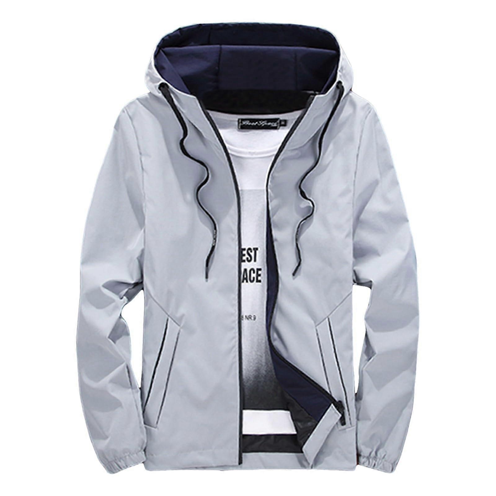 Men's Short Lightweight Transition Jacket, Outdoor Breathable Softshell Jacket in A5Grey Size 4XL