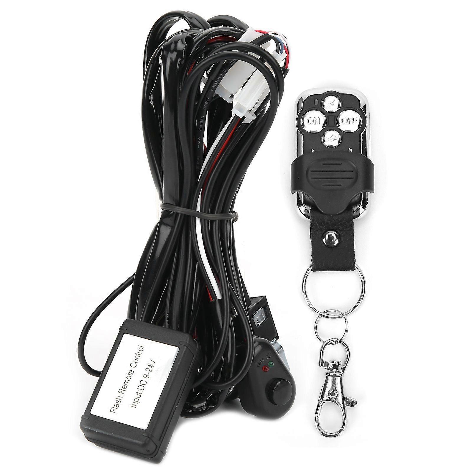 wiring harness for led work lamp with remote control strobe