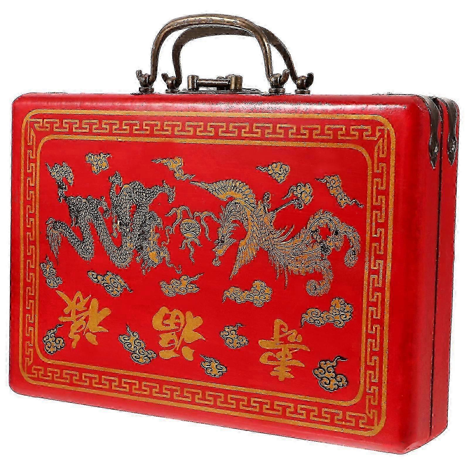 Traditional Chinese Mahjong Storage Box - Stylish Empty Rectangle Case for Tile Organisation