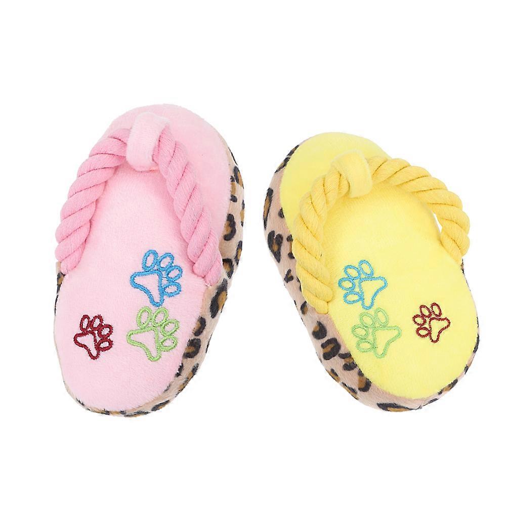 2Pcs Dog Molar Toys Supple Plush Chewing Toys for Puppies Teething Slipper Shaped Bite Toys