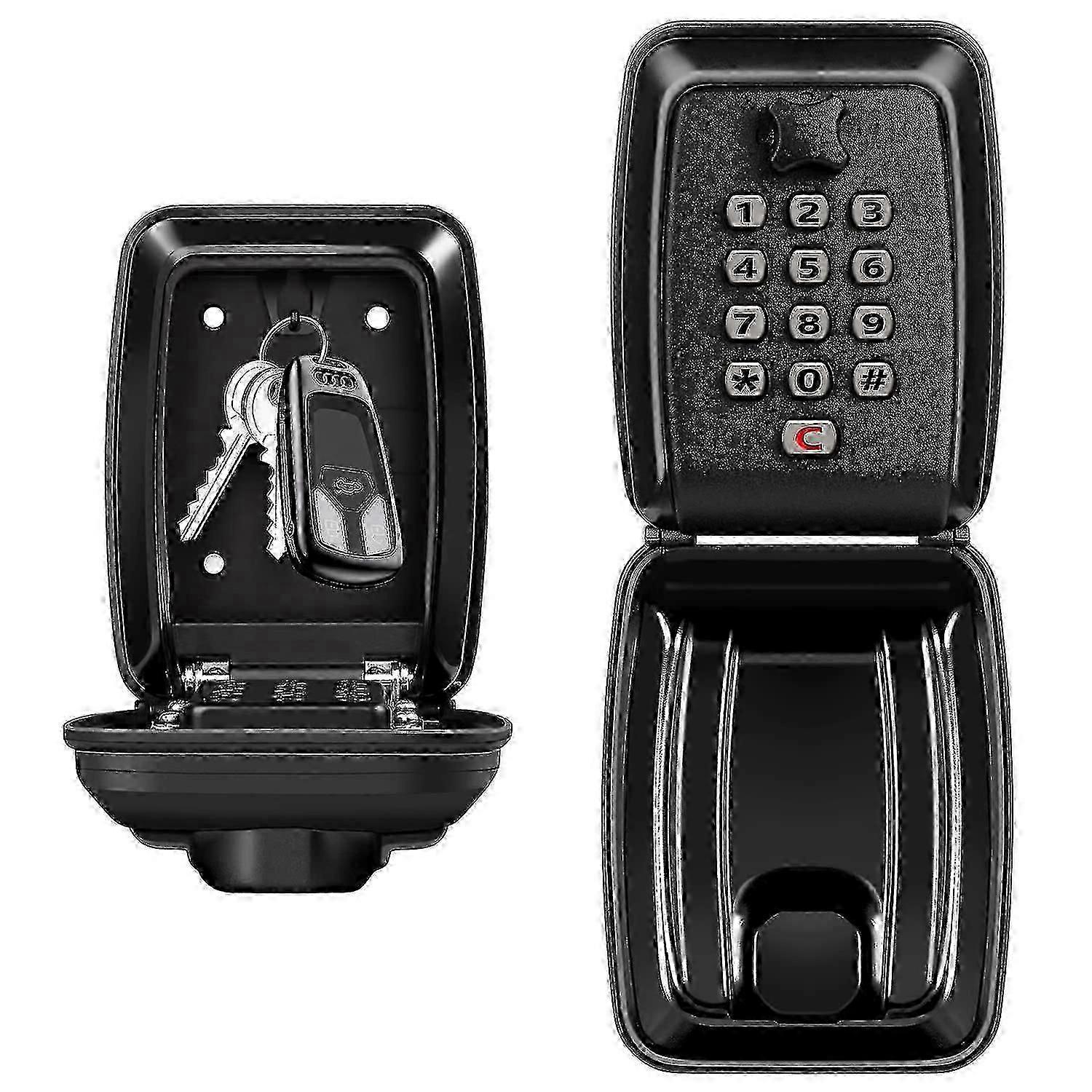 Waterproof Key Safe Box Wall-mounted Key Box Outdoor Key Box Safe Key Box Wall-mounted Key Safe Box-share Access To Your Keys Safely Black 121*95*62mm