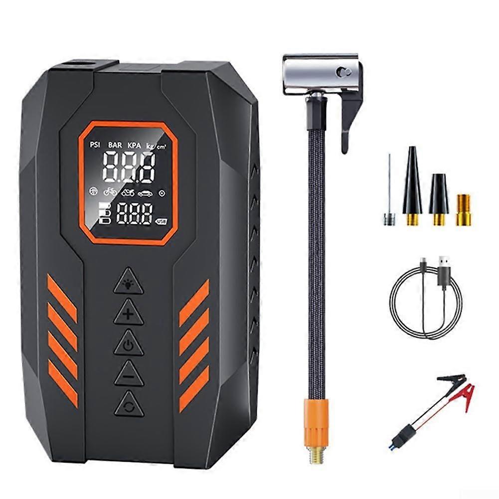 Vehiclemounted inflatable allinone machine battery car jump starter for cars motorcycles with LCD screen pressure measurements