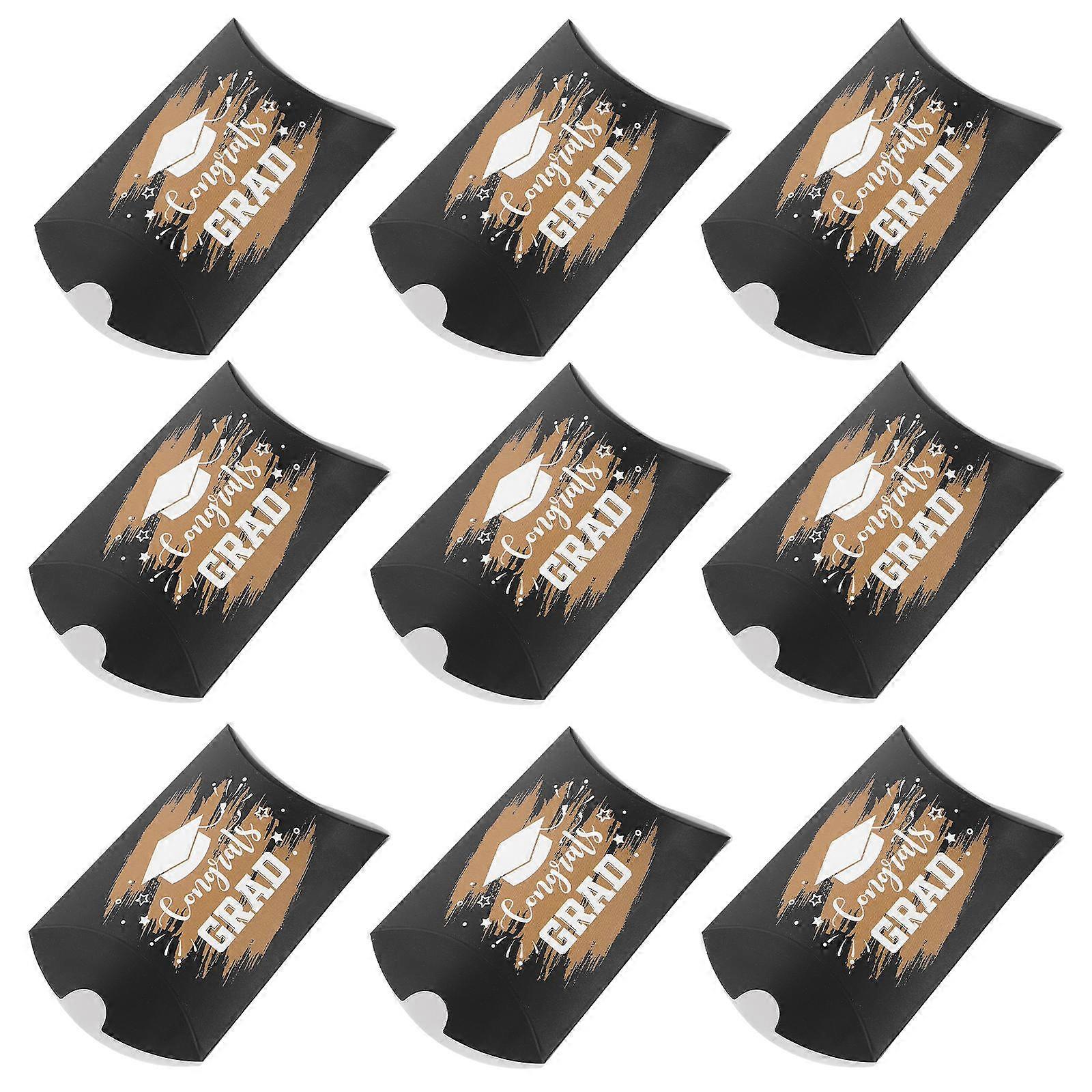 Graduation Candy Box for Candy Storage Pillow Shaped 50Pcs Orange Paper