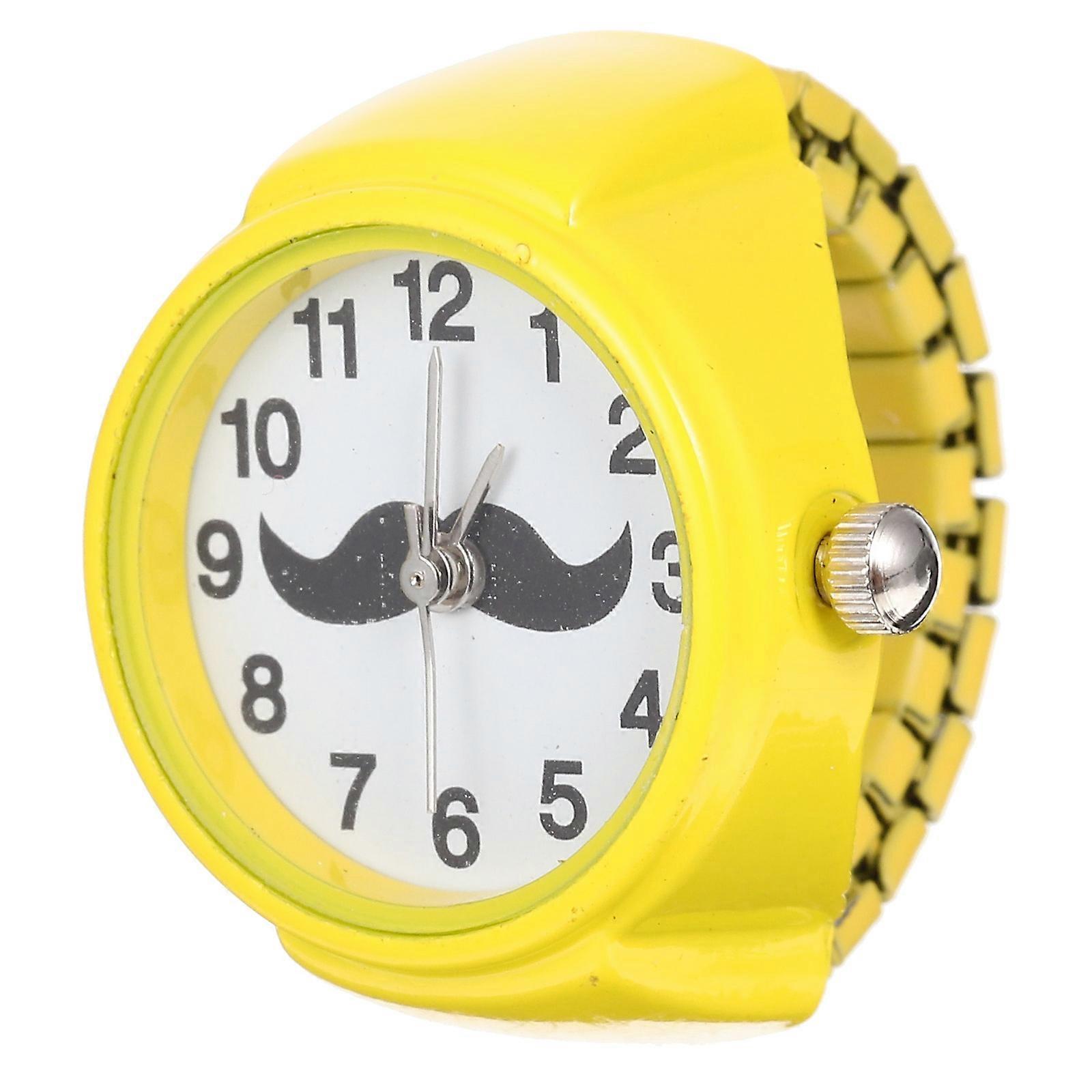 Finger Ring Watch Stylish Decorative Effect Women Time Viewing Yellow 1Pcs