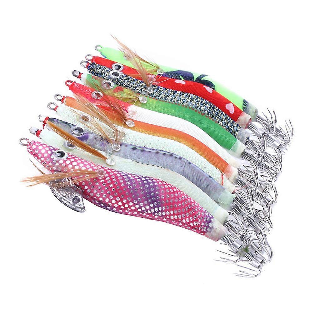 10Pcs Fishing Lure Set Curved Shape Simulation Design Fishing Accessories 10Cm Shrimp Squid Needle Attract Fish