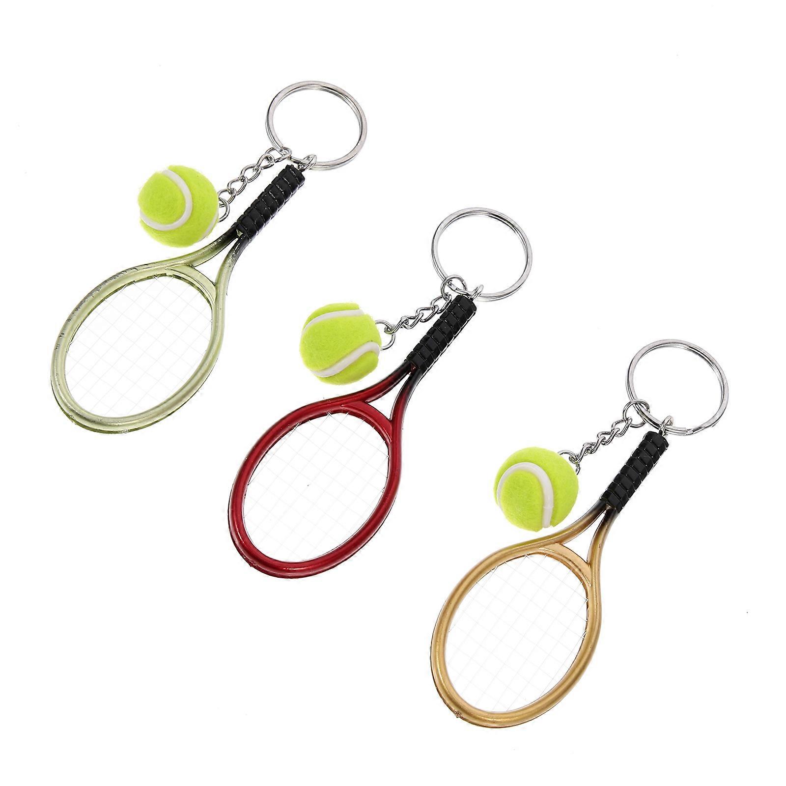 Tennis Keychain with Ring Made of Plastic for Decoration in Assorted Color 3Pcs