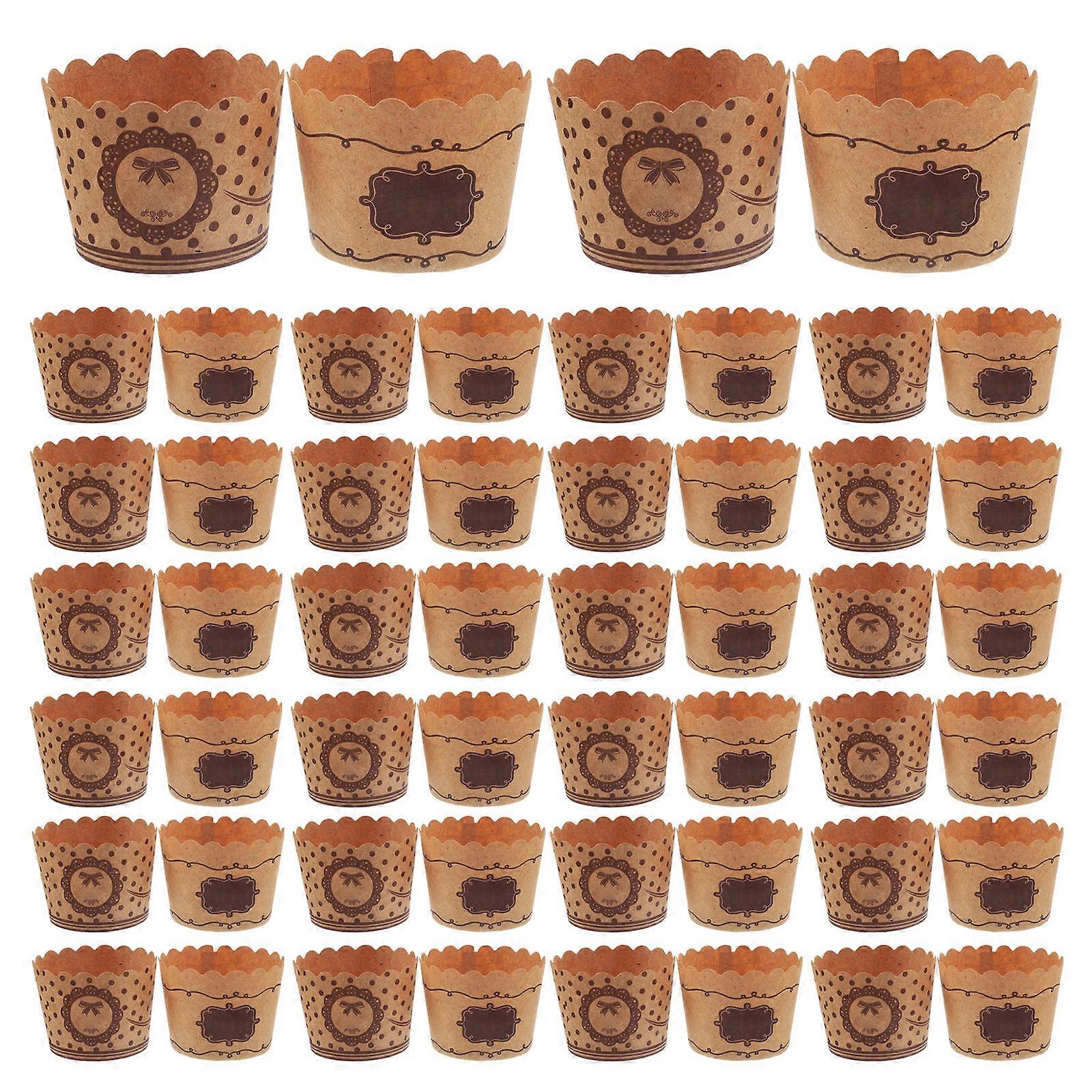 Muffin Liners 100Pcs Brown Wood Pulp Paper Cupcake Holders with Elegant Design for Storage Use