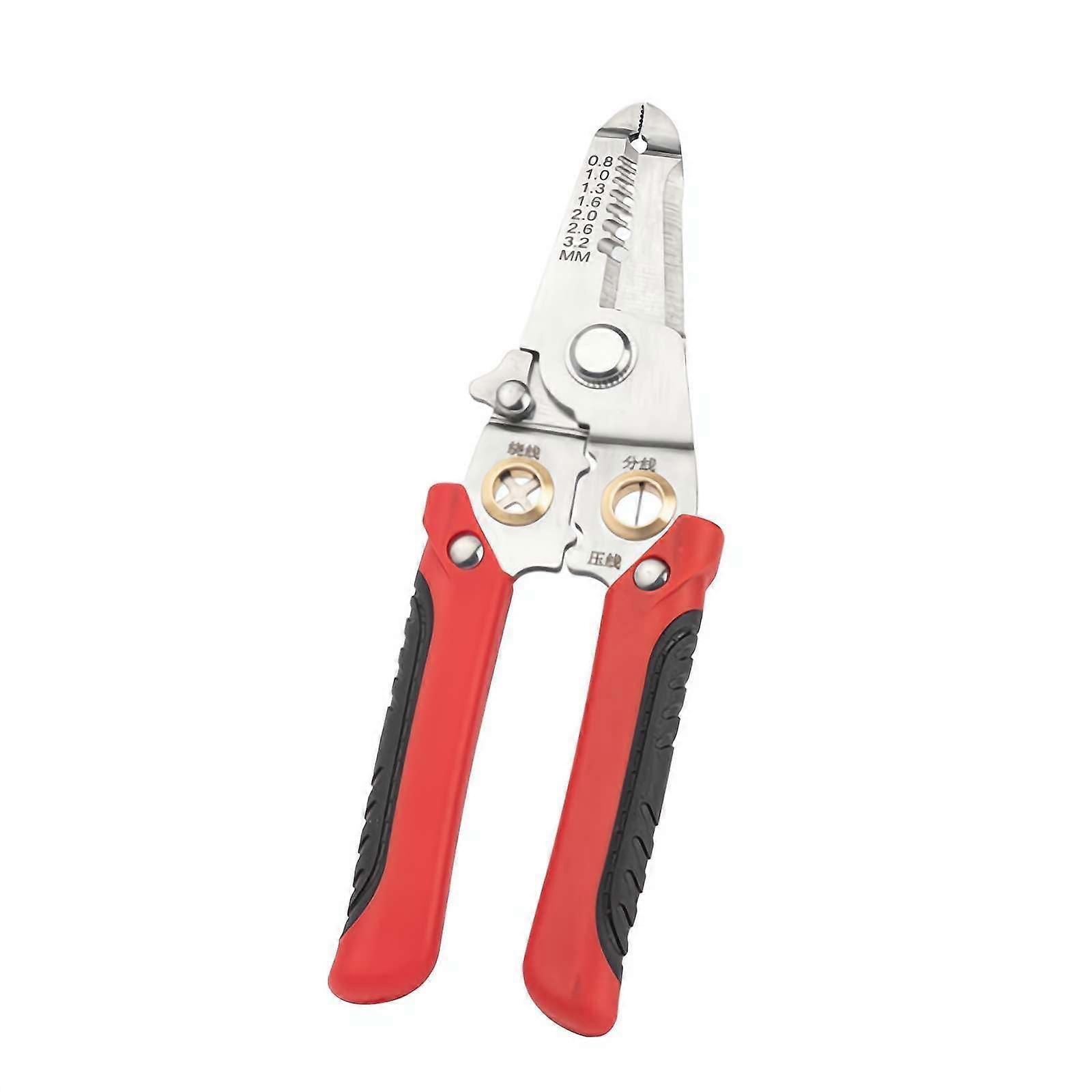 8 in 1 Wire Stripping Tool with Voltage Tester, Cable Cutter, Crimping Pliers, Red Multifunctional Wire Stripper