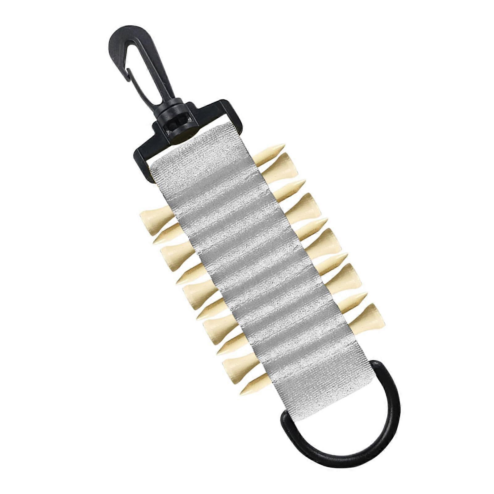 Golf Tee Holder with Keychain Hook for Golf Gloves, Self-Adhesive White, Includes 10 Golf Tees, Durable Design