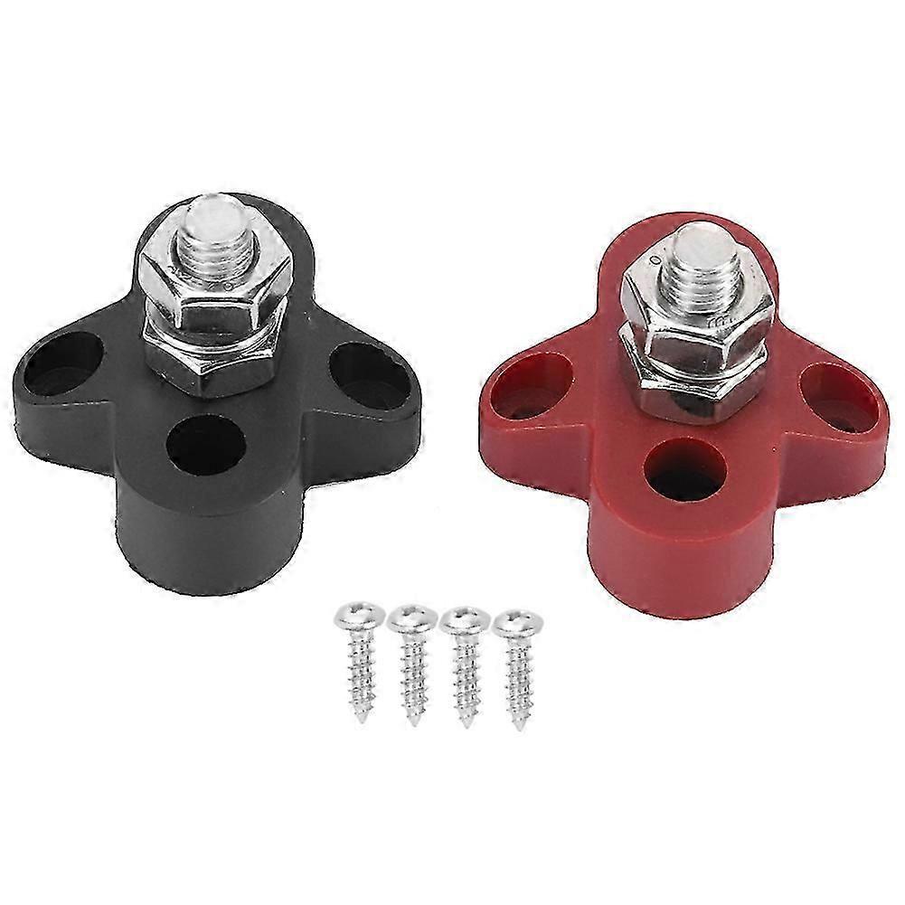 2PCS Black & Red Double Type Heavy Duty Terminal Stud (M8) DC 48V for Caravan Car Boat
