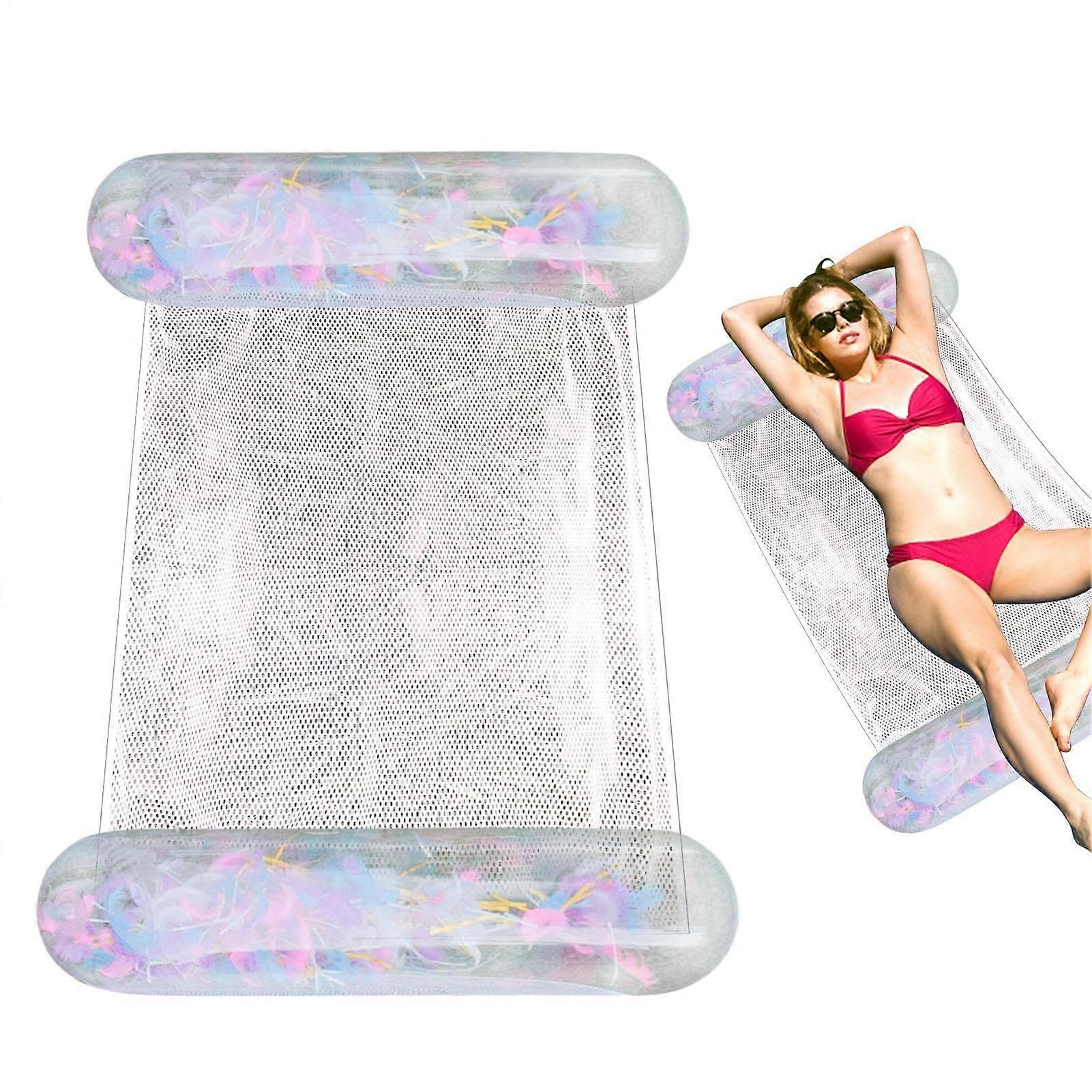 Water Hammock With Mesh | Inflatable Pool Hammock | Lightweight Foldable Swim Mat | Comfortable Float for Adults and Kids