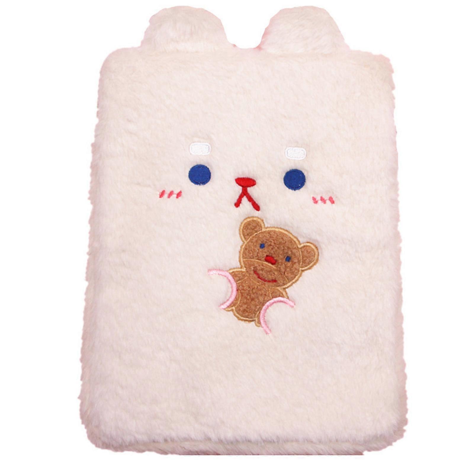 Plush Tablet Bag for Girls Lightweight Tablet Sleeve Case Multiple Protection Cute Pattern Soft Carrying Case White