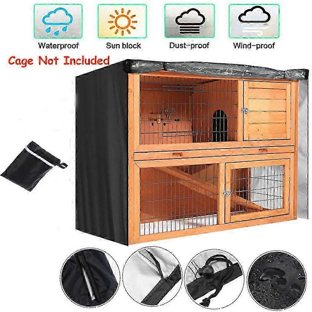 122X50X105cm Weatherproof Rabbit Hutch Cover for Cage, Black Rain Shield