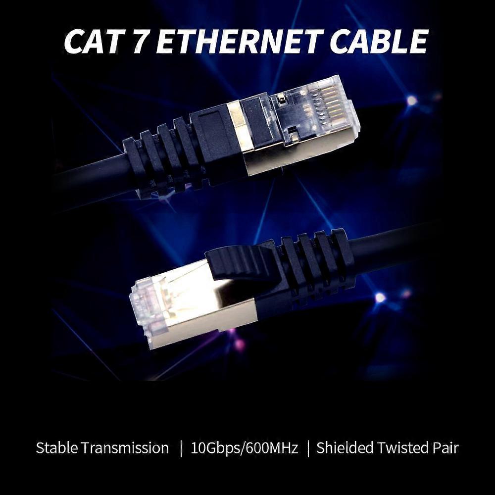 Cat7 Ethernet Cable 10Gbps 600Mhz/Shielded Twisted Pairs//26AWG Oxygen-free Copper Cores/Gold Plated RJ45 Interface Black 5m